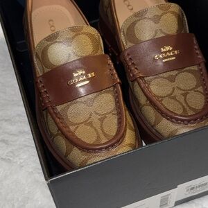 Coach Tan and Brown Ruthie Signature Loafers